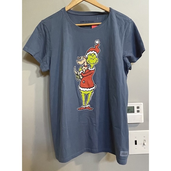 Life Is Good Top Crusher Tee Graphic Grinch Dr Seuss Pullover Womens Large New - Picture 1 of 7